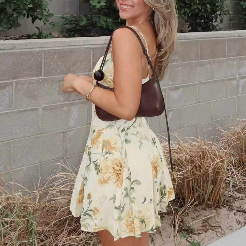 Reformation Annelise Mini Dress - Honeyglow Yellow Floral Party Causal